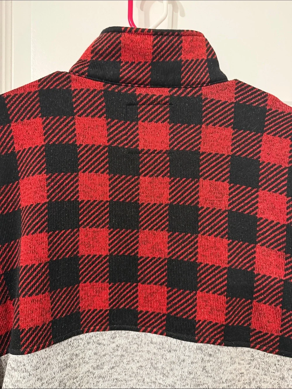 Simply Southern Men's Red Black Buffalo Plaid Quarter-Zip Pullover XL unisex
